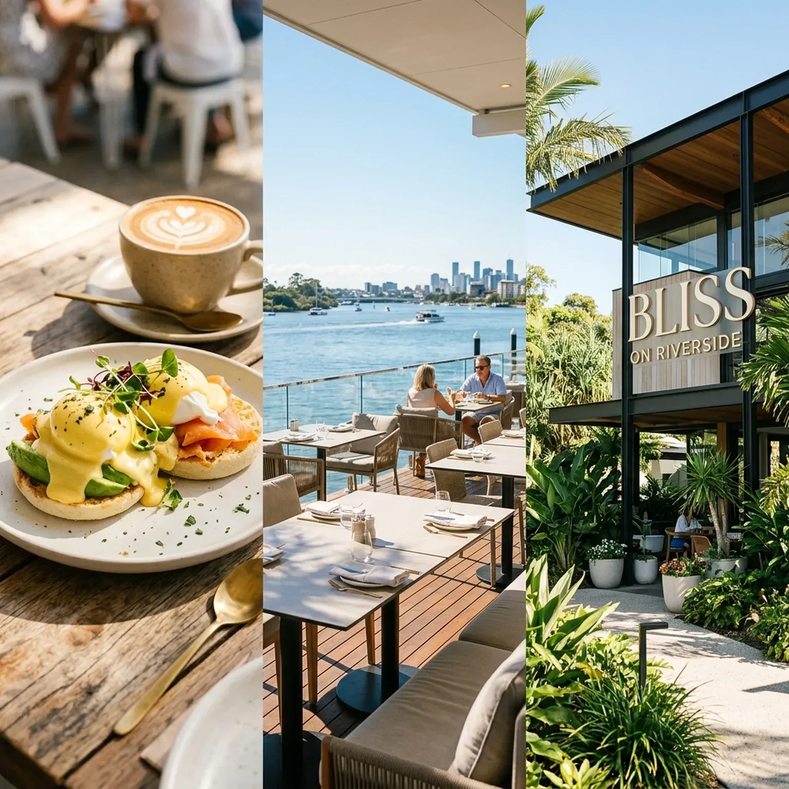 Sweeping scenic view of the Brisbane River from Bliss on Riverside terrace balcony