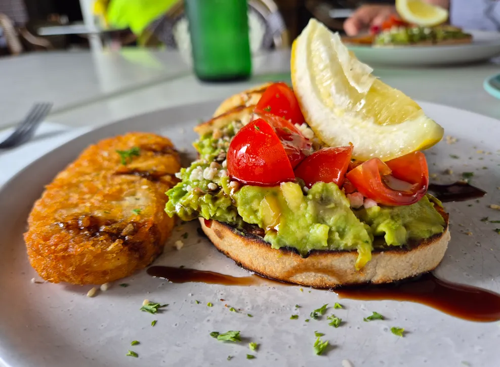 Smashed avocado on sourdough at Bliss on Riverside